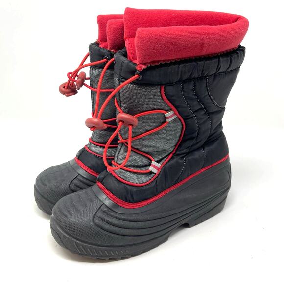 Chill Chasers by Buster Brown Insulated Snow Boots Youth Size 3M Black Red - Picture 1 of 9